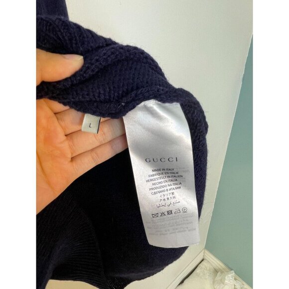 NWT Gucci Super Runway GG Logo Wool Cashmere V Neck Pullover Sweater Size L - Picture 4 of 7